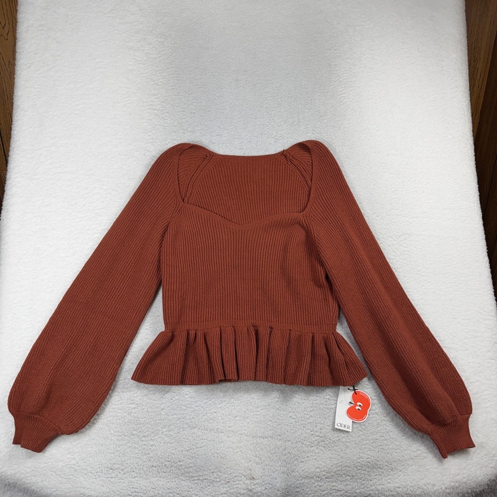 CIDER Orange/Red Womens 4XL Knit Crop Sweater Wavy Bottom Hour Glass Shaping NWT